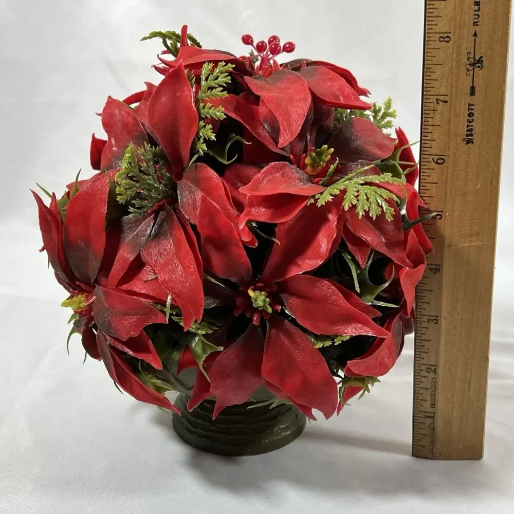 Vintage MCM Christmas Centerpiece Poinsettia Mid Century Kitsch Plastic Floral